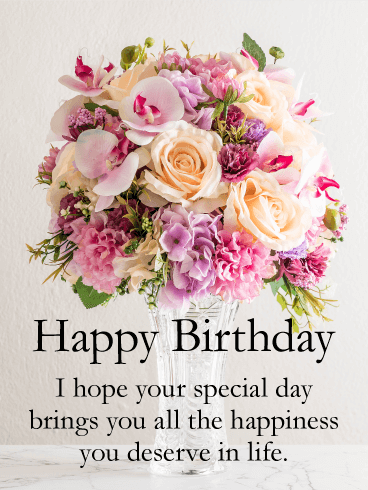 Spectacular Flower Bouquet Happy Birthday Card