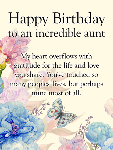 My Heart Overflows! Happy Birthday Card for Aunt