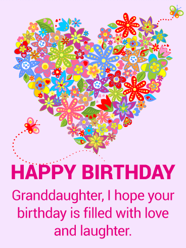 Colorful Flower Happy Birthday Card for Granddaughter