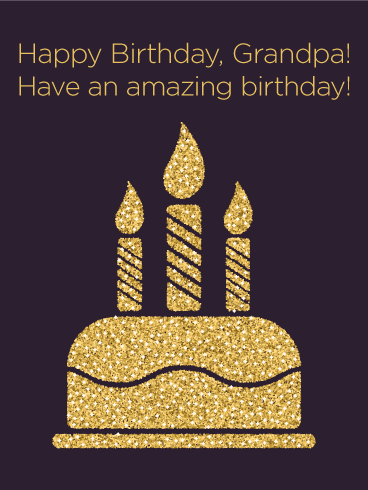 Golden Cake Happy Birthday Card for Grandpa