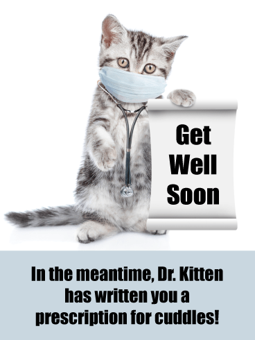 Prescription for Cuddles – Animal Get Well Card