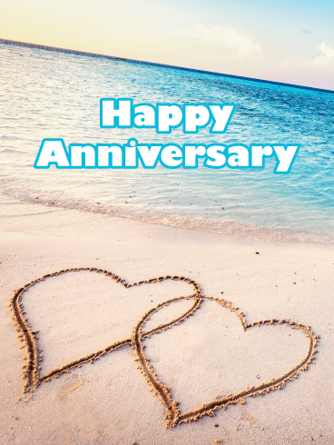 Beach Hearts – Happy Anniversary Card