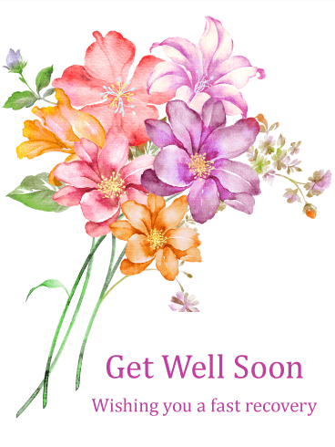 Gorgeous Flower Bouquet Get Well Card