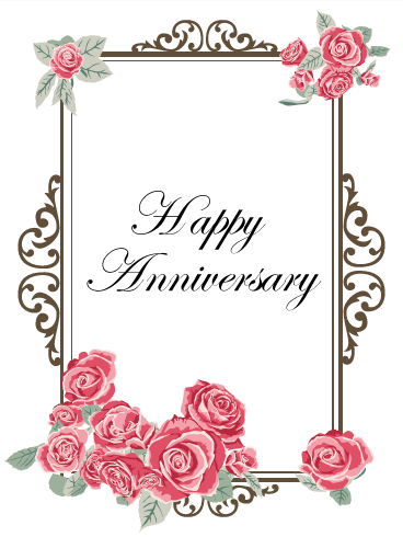 Pink Rose Anniversary Card