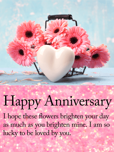 Pink Daisy Happy Anniversary Card