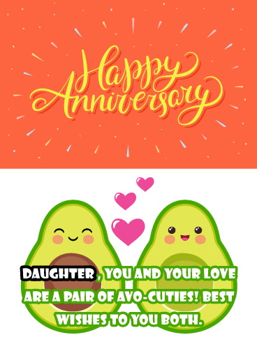 Avocado Cuties - Funny Anniversary Card for Daughter