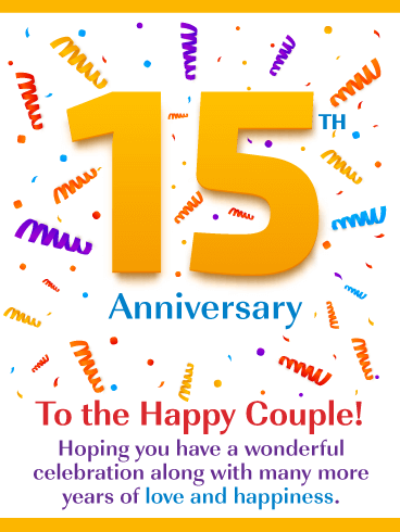 Love & Happiness – Happy 15th Milestone Anniversary Card for Couple