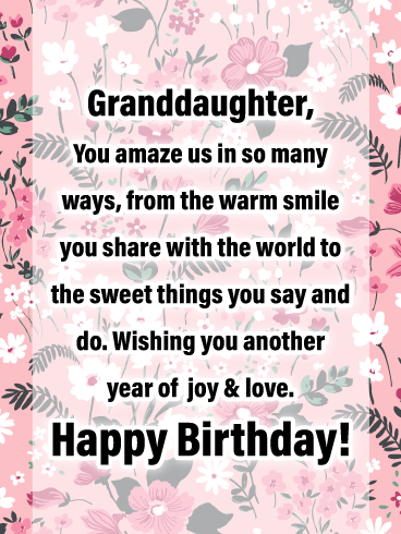 Joy & Love - Happy Birthday Cards for Granddaughter