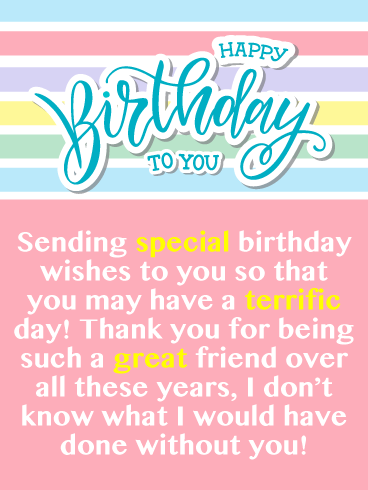 Special Wishes - Happy Birthday Card for Friends 