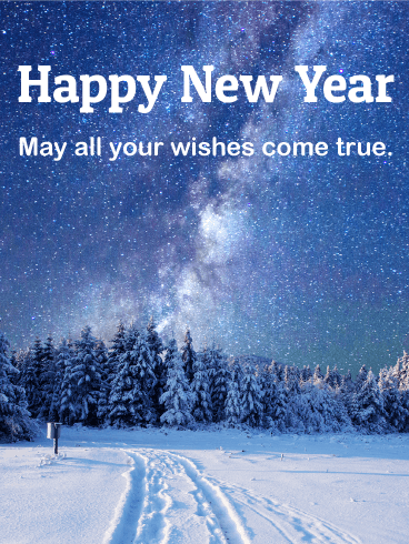 Winter Night Happy New Year Card