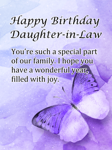 Purple Butterfly - Happy Birthday Card for Daughter-in-Law