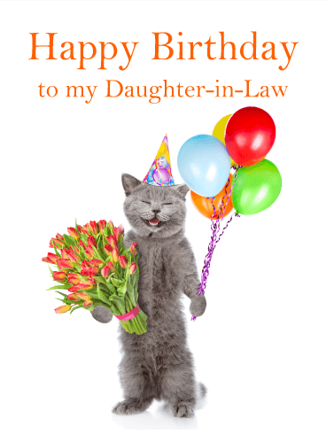 Smiling Cat - Happy Birthday Card for Daughter-in-Law