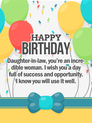 To an Incredible Woman - Happy Birthday Card for Daughter-in-Law