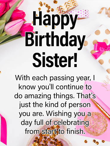 Do Amazing Things - Happy Birthday Card for Sister