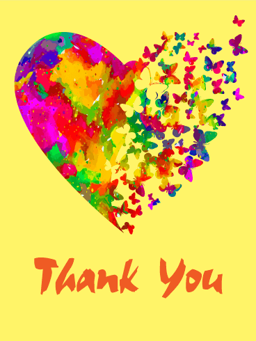 Rainbow Butterfly Thank You Card